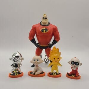 INCREDIBLES PVC 5 Figure Lot - Bob Elastigirl Violet Dash Jack Jack Disney Pixar